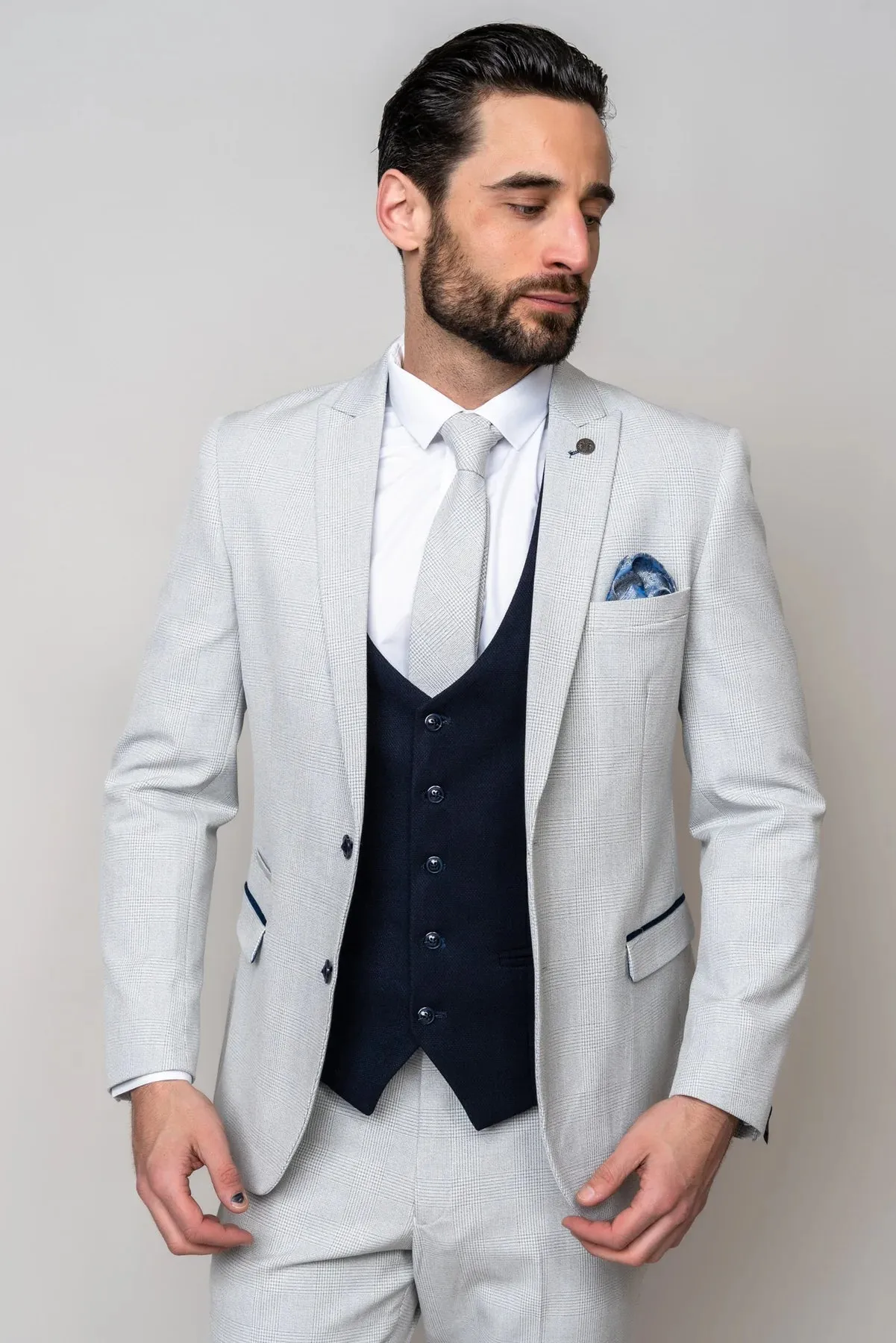 3-Piece Men's Suit Marc Darcy Bromley Stone Mix and Match