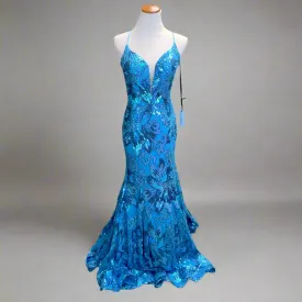 Alyce Paris cerulean blue sequin dress, size 6, NEW WITH TAGS!