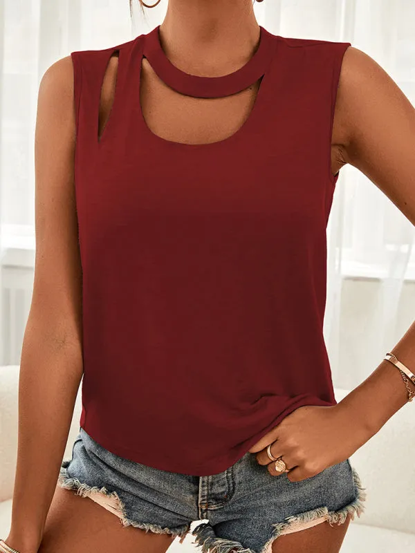 Anneliese Women's Knitted Round Neck Hollow Design Vest