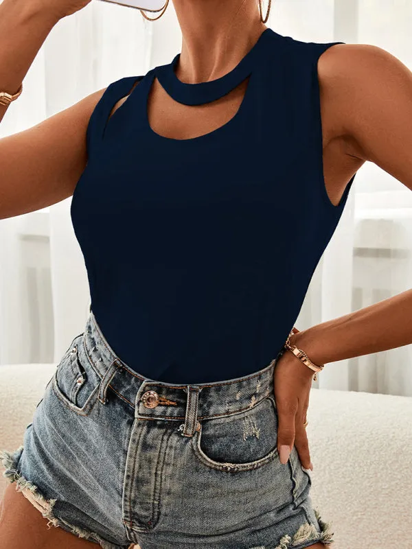 Anneliese Women's Knitted Round Neck Hollow Design Vest