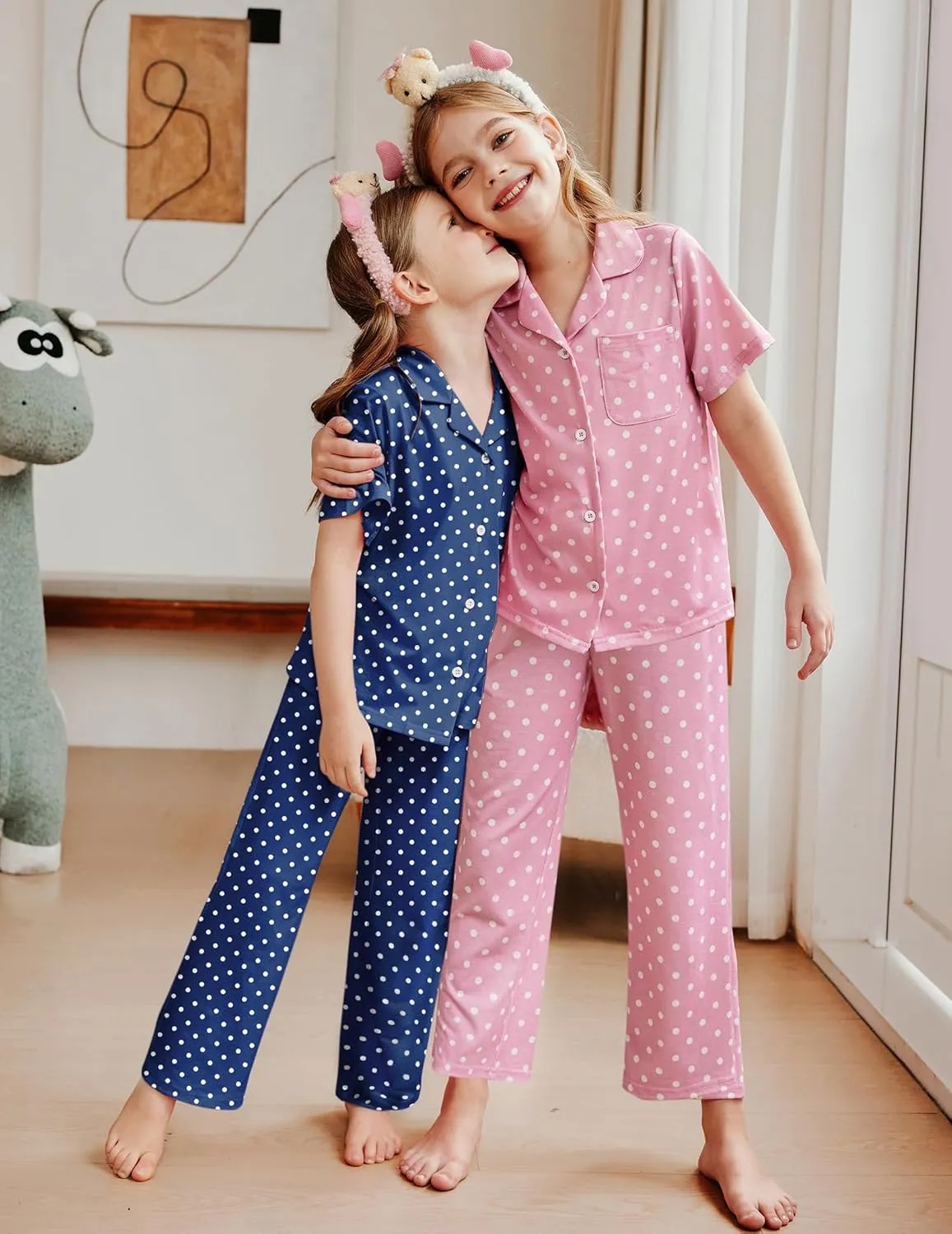 Arshiner Pajamas for Girls Short Sleeve Long Pants Outfit 2 Piece  Pjs Sets