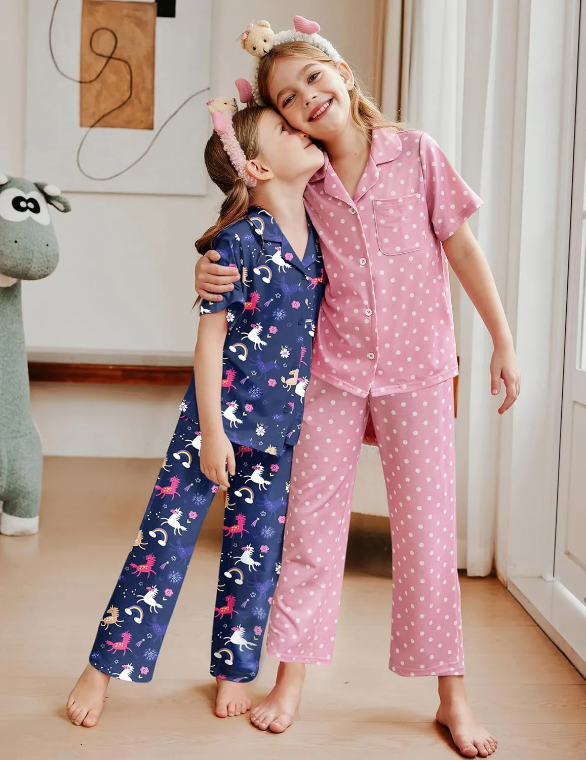 Arshiner Pajamas for Girls Short Sleeve Long Pants Outfit 2 Piece  Pjs Sets