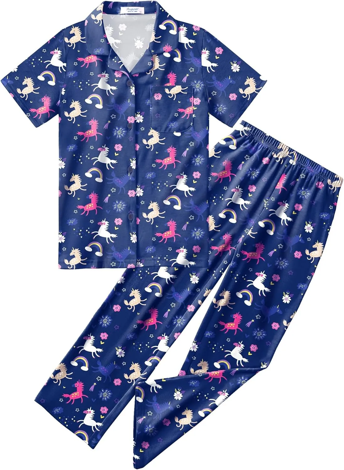 Arshiner Pajamas for Girls Short Sleeve Long Pants Outfit 2 Piece  Pjs Sets