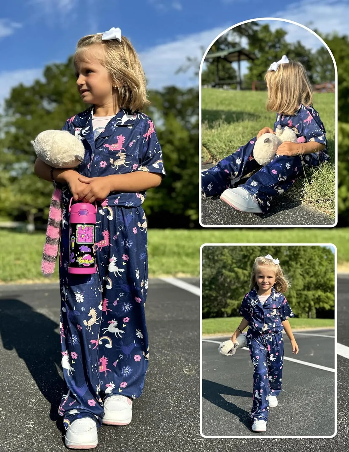 Arshiner Pajamas for Girls Short Sleeve Long Pants Outfit 2 Piece  Pjs Sets