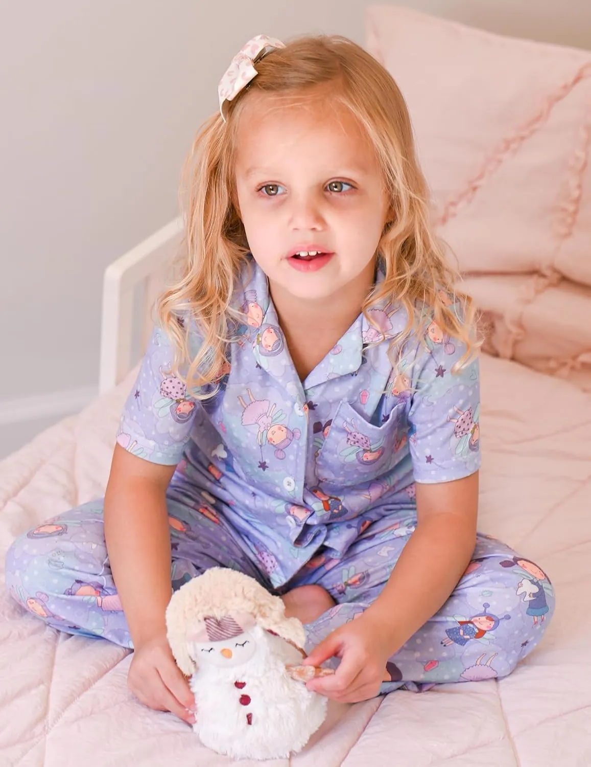Arshiner Pajamas for Girls Short Sleeve Long Pants Outfit 2 Piece  Pjs Sets