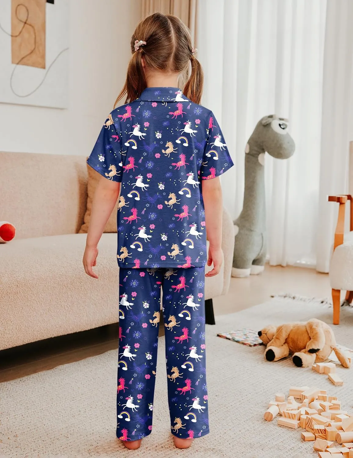 Arshiner Pajamas for Girls Short Sleeve Long Pants Outfit 2 Piece  Pjs Sets