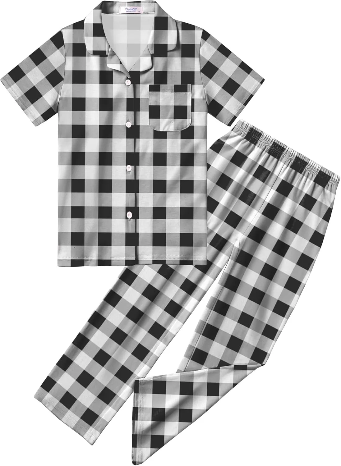 Arshiner Pajamas for Girls Short Sleeve Long Pants Outfit 2 Piece  Pjs Sets