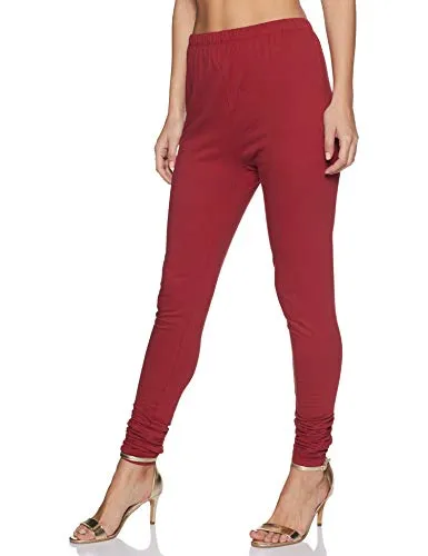 Aurelia Women's Loose Fit Cotton Churidar (19FEA60024-600408_Red_Small_Red_S)