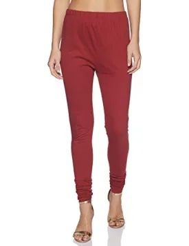 Aurelia Women's Loose Fit Cotton Churidar (19FEA60024-600408_Red_Small_Red_S)