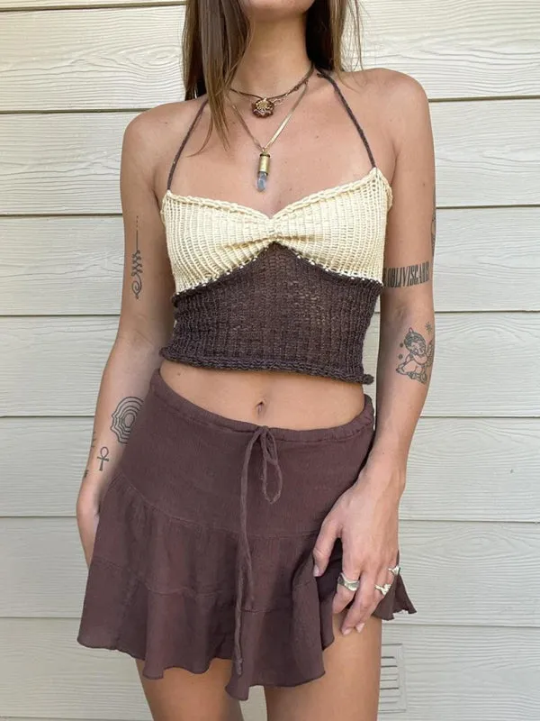 Avalon New Woolen Wool Vest Suspender Patchwork Beach Vest
