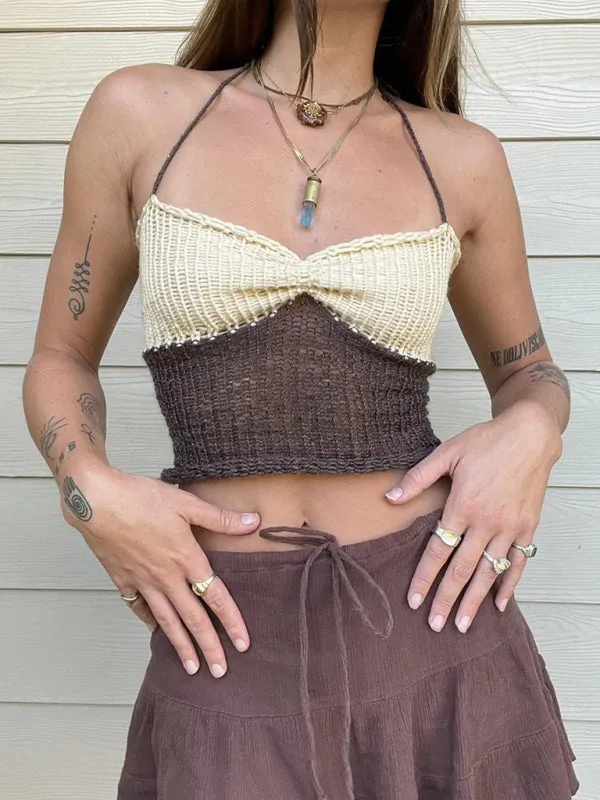 Avalon New Woolen Wool Vest Suspender Patchwork Beach Vest