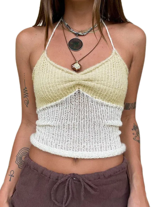 Avalon New Woolen Wool Vest Suspender Patchwork Beach Vest