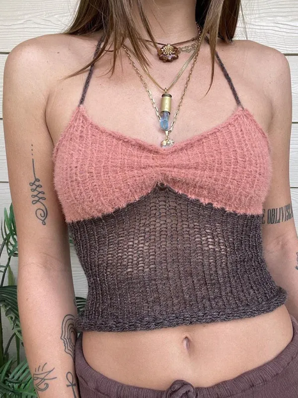 Avalon New Woolen Wool Vest Suspender Patchwork Beach Vest