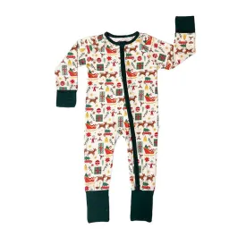 Bamboo Convertible Baby Pajamas - Holiday Vintage Christmas