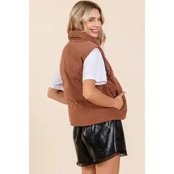 Bexley - Corduroy Puffer Vest - Brown