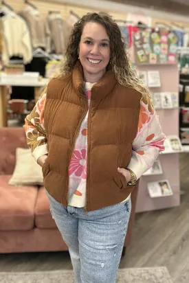 Bexley - Corduroy Puffer Vest - Brown