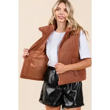 Bexley - Corduroy Puffer Vest - Brown