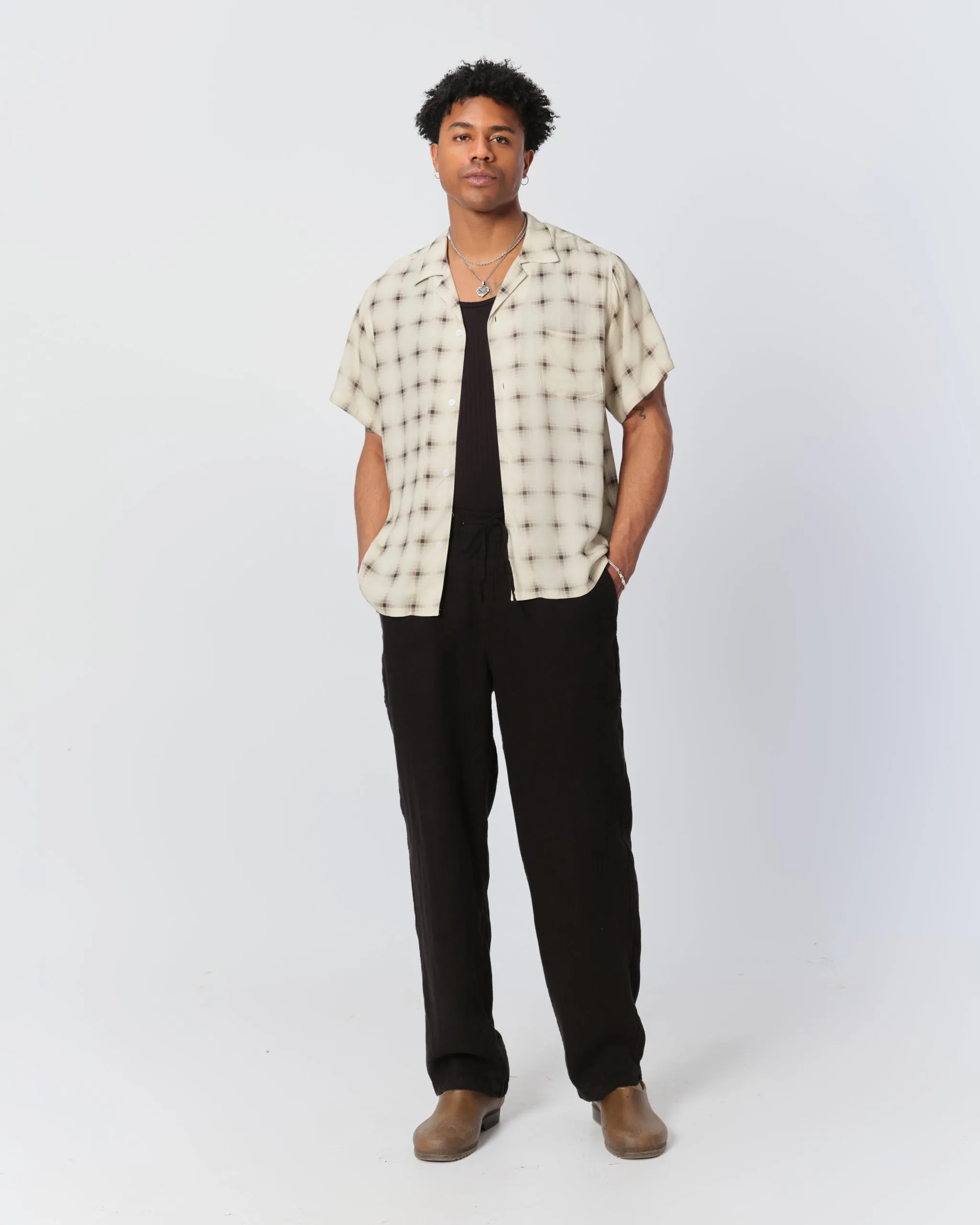 Black Herringbone Leisure Pant