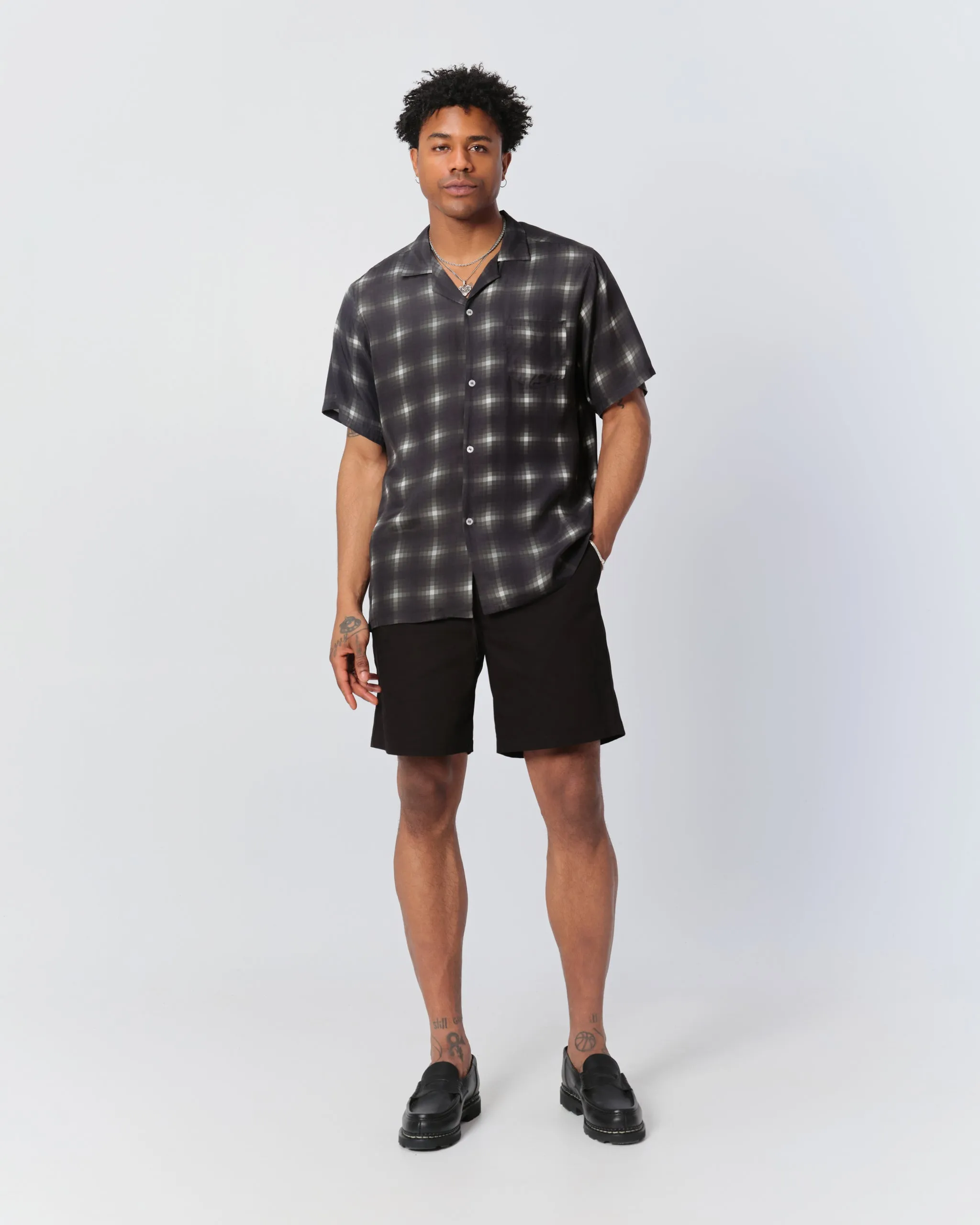 Black Herringbone Leisure Short