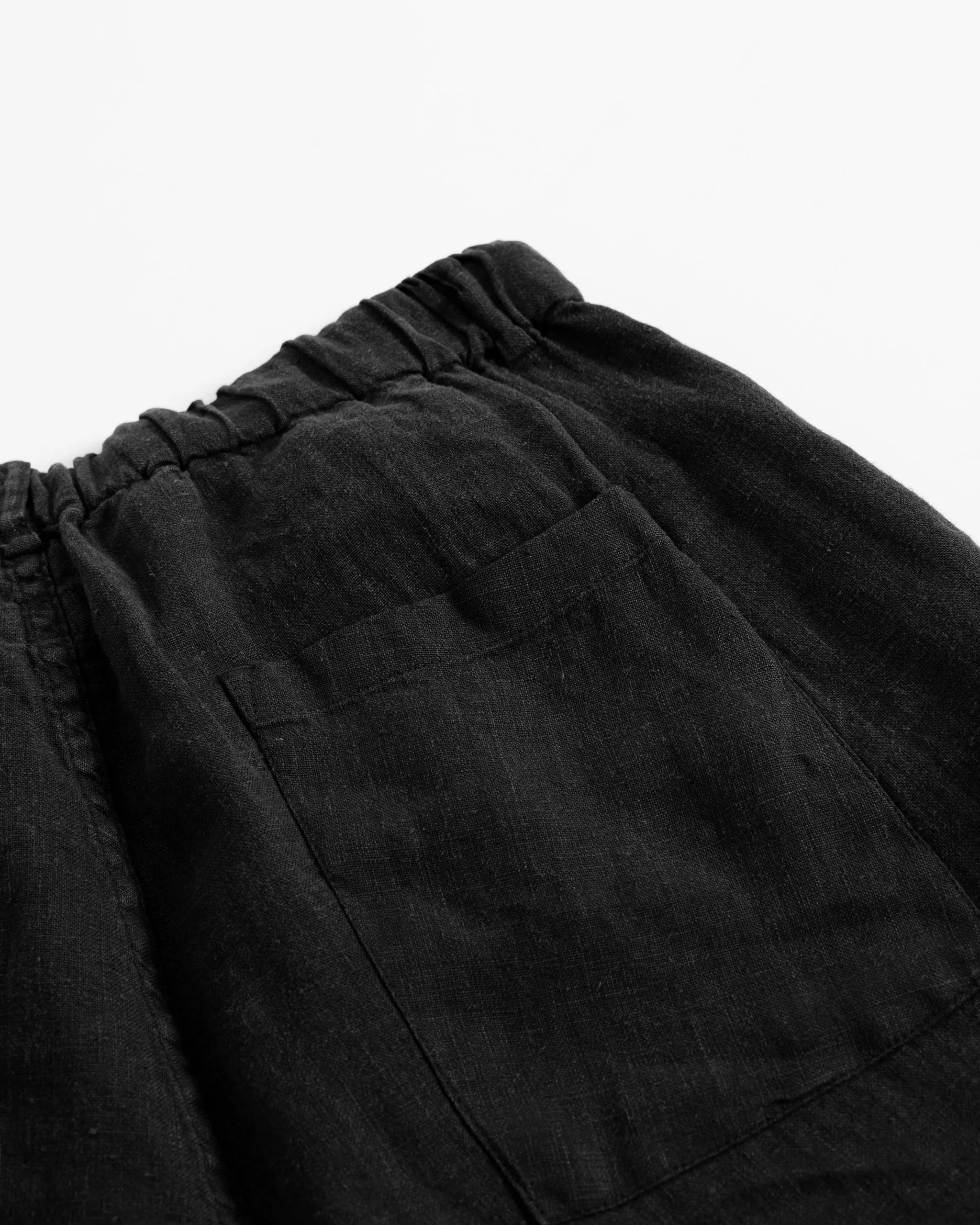 Black Linen Leisure Pant