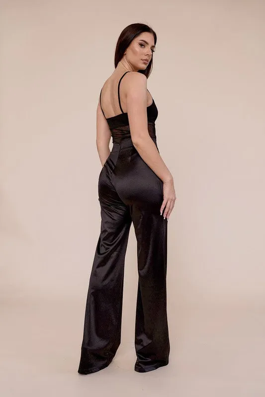 Black Pants The Desires Satin Stretch High Waisted Pants