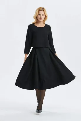 Black wool skirt, maxi skirt, winter custom skirt, midi skirt, woman skirt, womens skirt, warm winter skirt, warm skirt, pleated skirt C1336