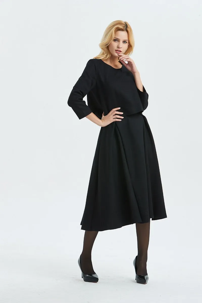 Black wool skirt, maxi skirt, winter custom skirt, midi skirt, woman skirt, womens skirt, warm winter skirt, warm skirt, pleated skirt C1336