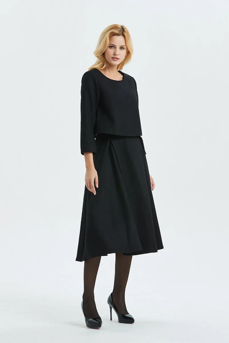 Black wool skirt, maxi skirt, winter custom skirt, midi skirt, woman skirt, womens skirt, warm winter skirt, warm skirt, pleated skirt C1336