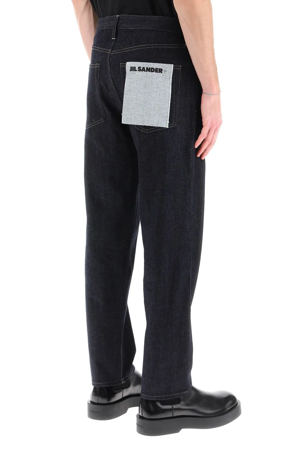 brushed-back straight jeans