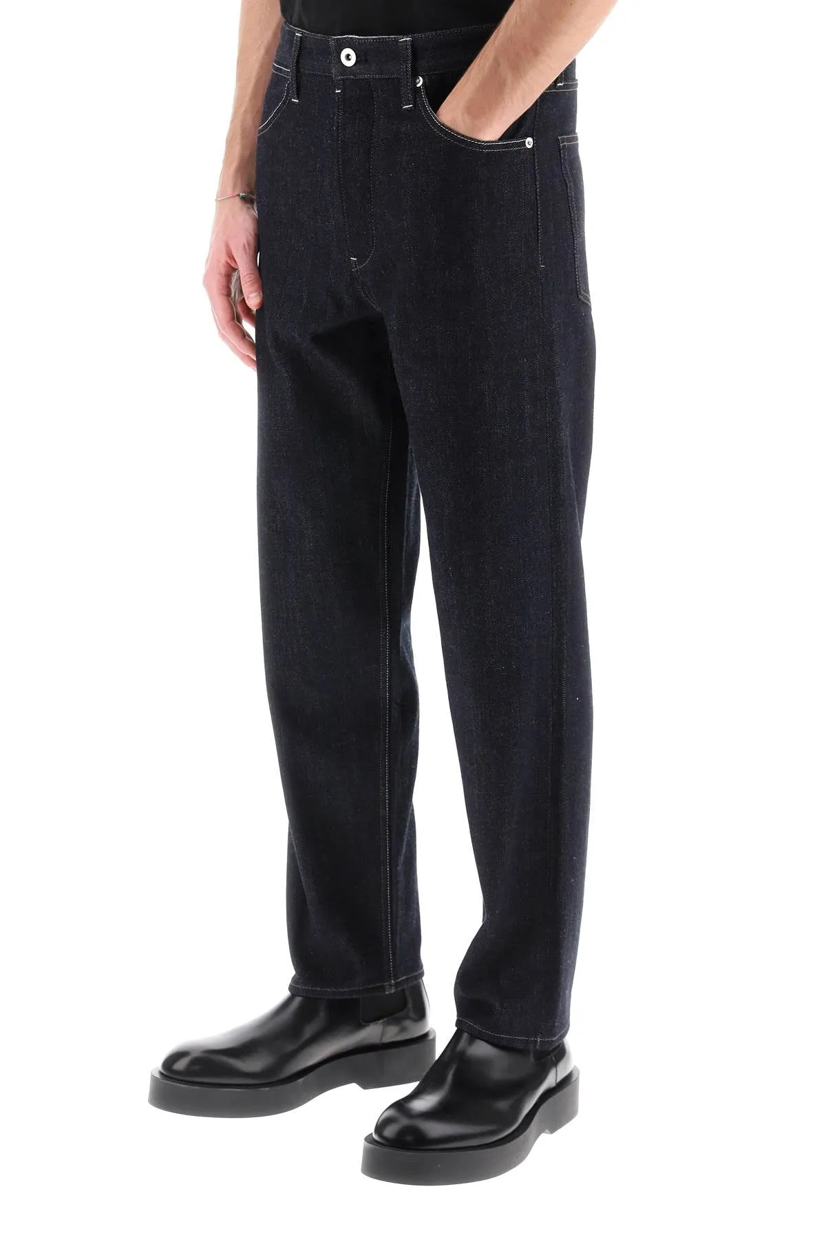 brushed-back straight jeans