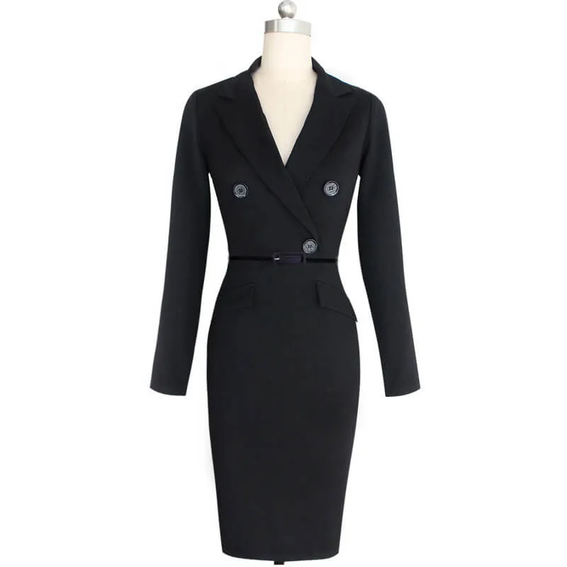 Business Pencil V Neck Bodycon Suit Dress