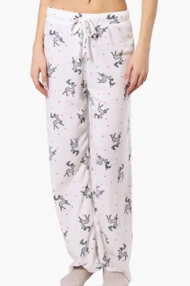 Canada Weather Gear Reindeer Pattern Wide Leg Pajama Bottoms - White