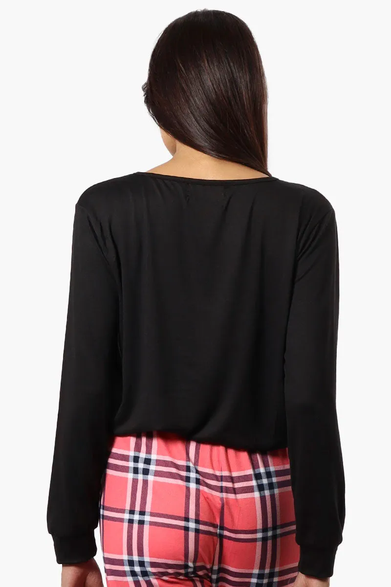 Canada Weather Gear Sleep Print Drawstring Pajama Top - Black