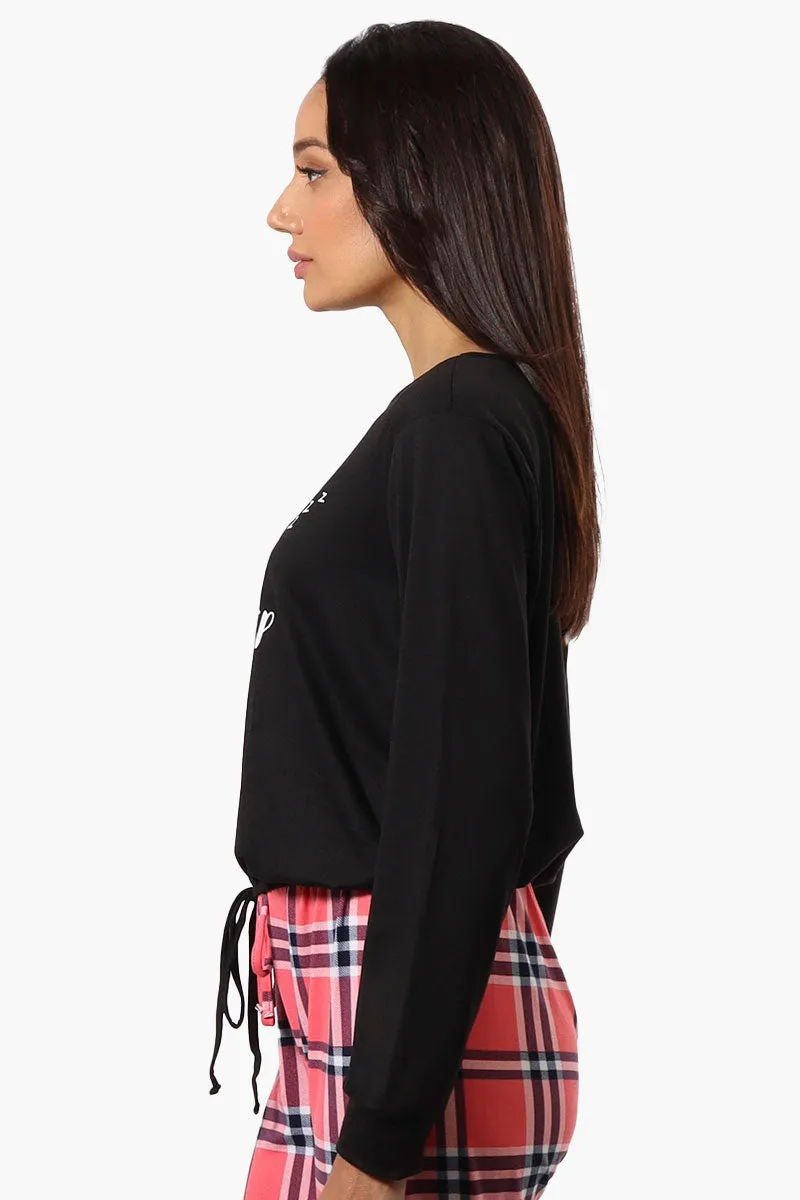Canada Weather Gear Sleep Print Drawstring Pajama Top - Black