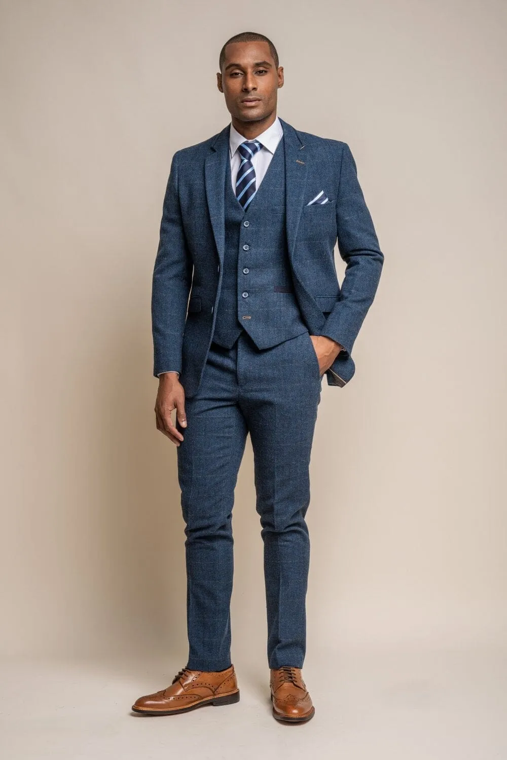 Carnegi Navy Tweed 2 Piece Suit