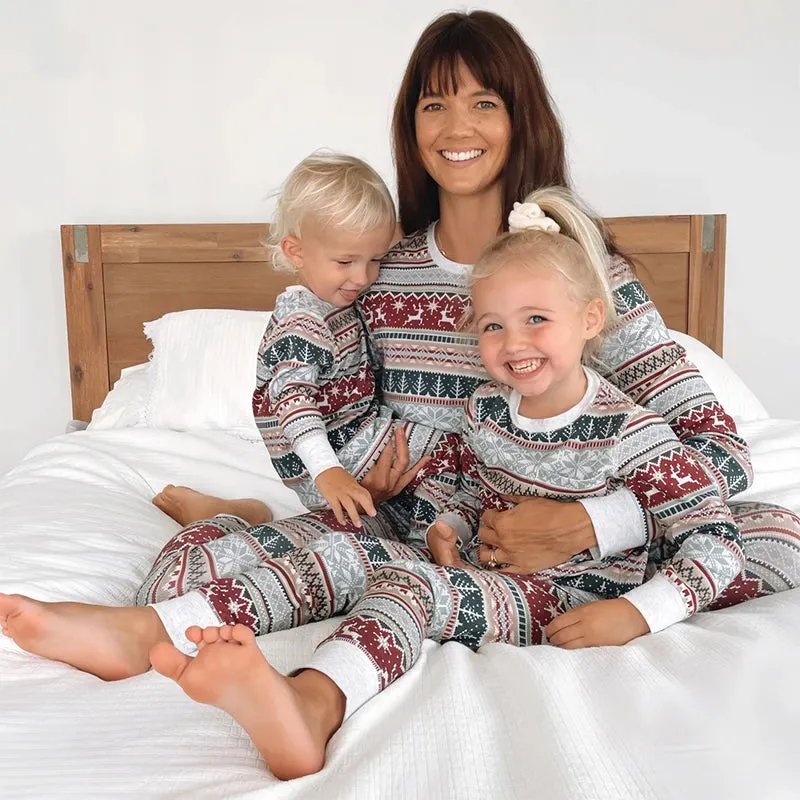 Cartoon Deer and Tree Print Family Matching Christmas Pajamas Sets