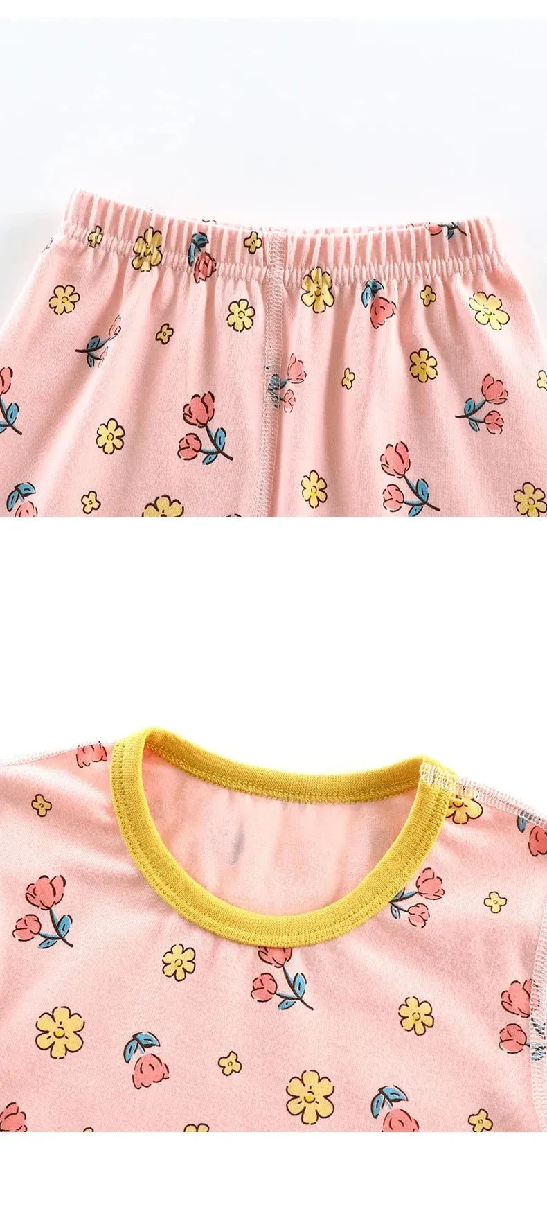 Cartoon Print Long Sleeve Lycra Pajamas Set for Kids