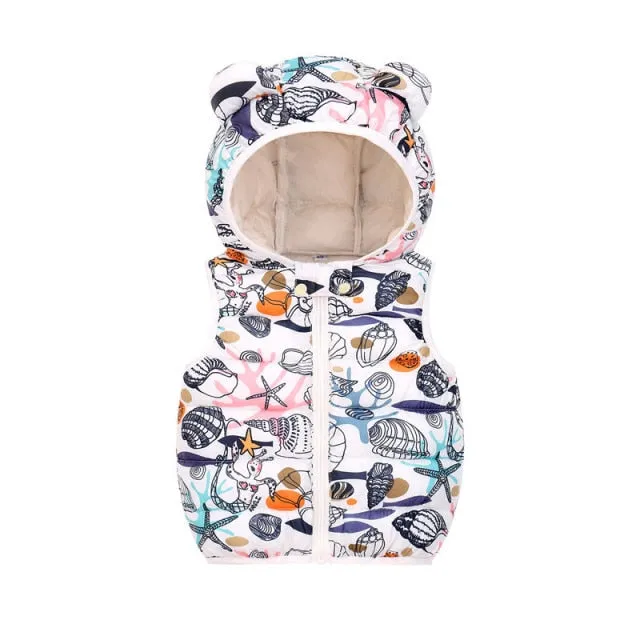Children's Warm Down Vest Baby Hooded Jacket