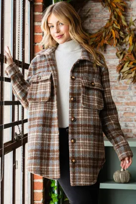 Coffee Plaid flannel jacket * on sale *