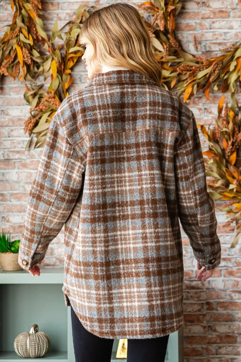 Coffee Plaid flannel jacket * on sale *