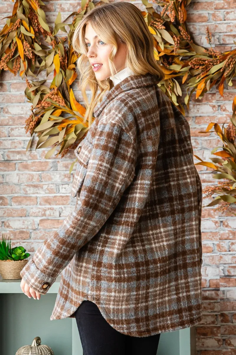 Coffee Plaid flannel jacket * on sale *