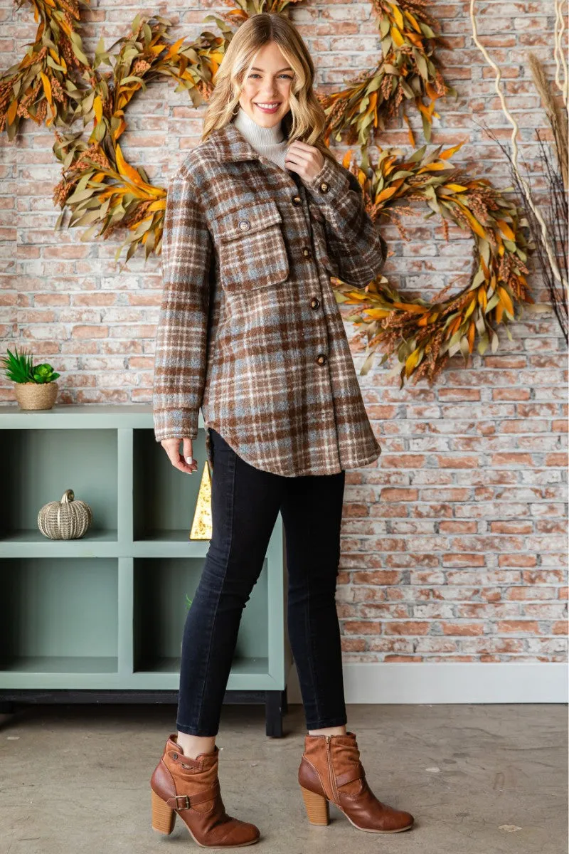 Coffee Plaid flannel jacket * on sale *