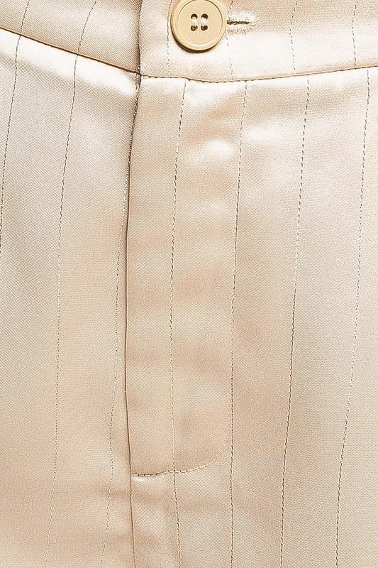 Cream Lurex Stripe Wide Pants