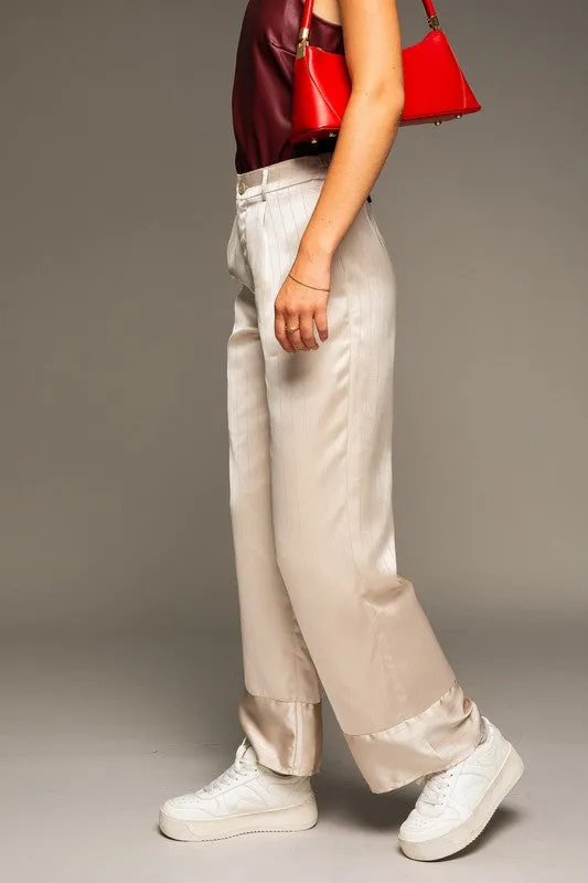 Cream Lurex Stripe Wide Pants