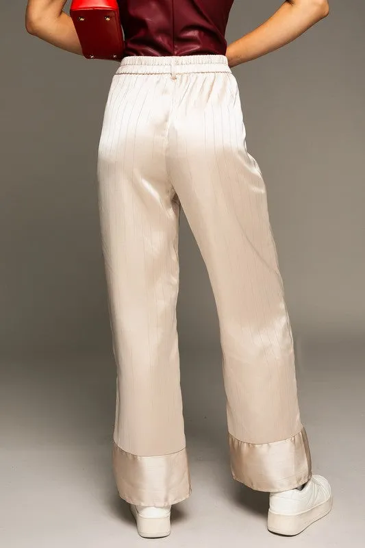 Cream Lurex Stripe Wide Pants