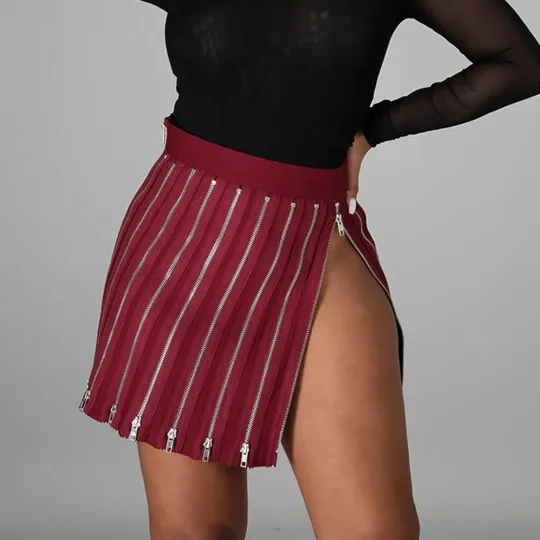 Creative Women Pleated Zipper Skirt - Exotic Summer Look Mini High Waist Skirts