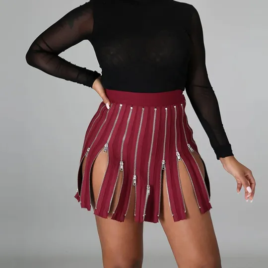 Creative Women Pleated Zipper Skirt - Exotic Summer Look Mini High Waist Skirts
