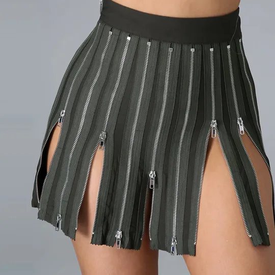 Creative Women Pleated Zipper Skirt - Exotic Summer Look Mini High Waist Skirts