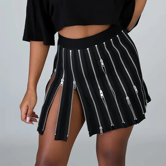 Creative Women Pleated Zipper Skirt - Exotic Summer Look Mini High Waist Skirts