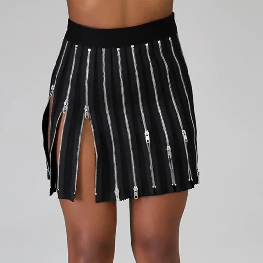 Creative Women Pleated Zipper Skirt - Exotic Summer Look Mini High Waist Skirts
